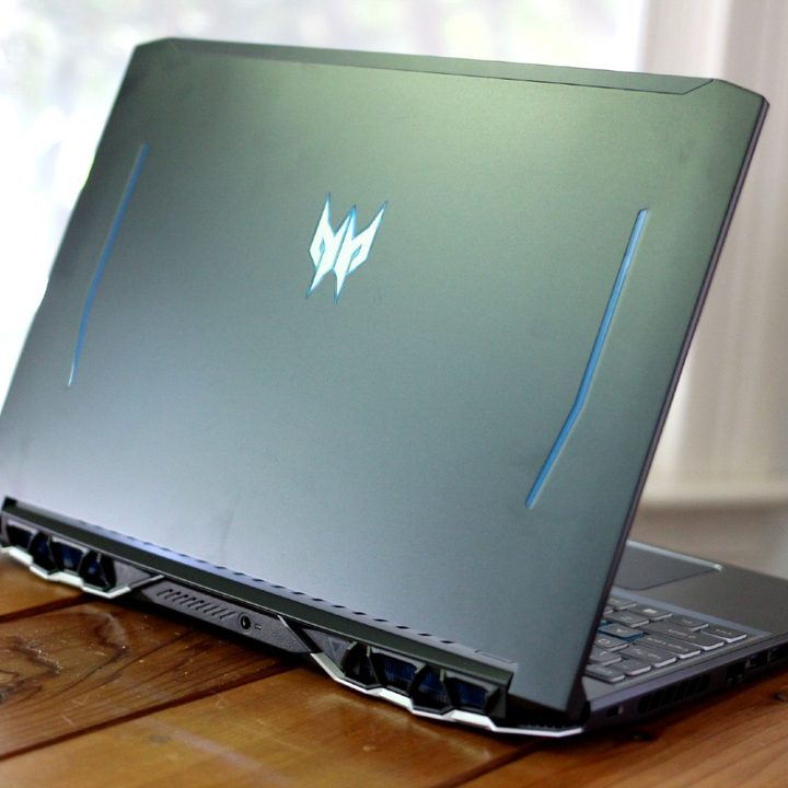 An Acer gaming laptop on a desk.