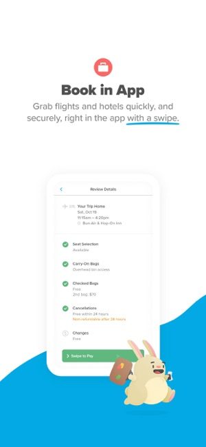 Screenshot of Hopper app book in app feature