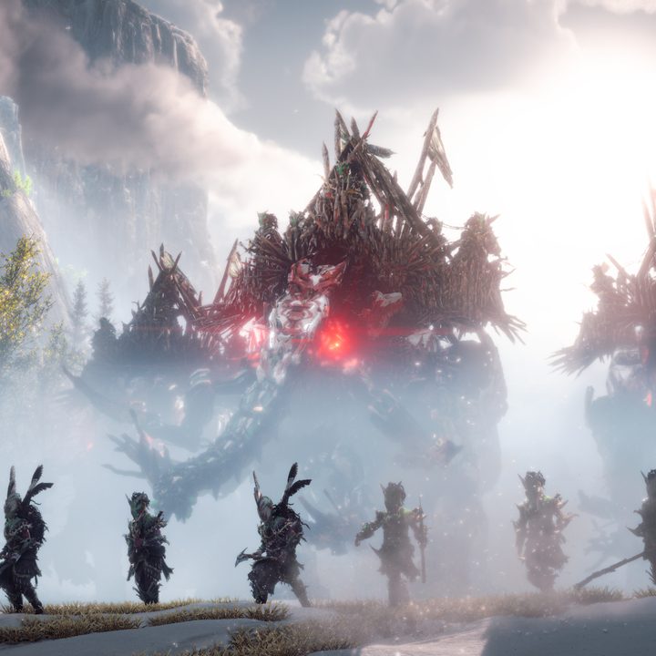 Various creatures approaching in Horizon Forbidden West.