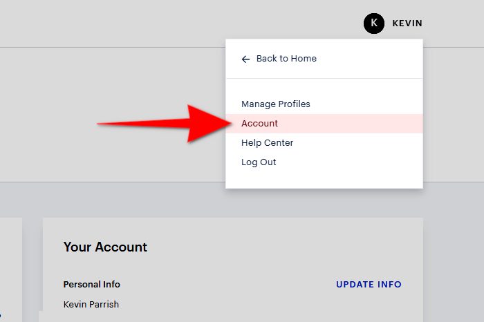 Hulu Manage Account screen.