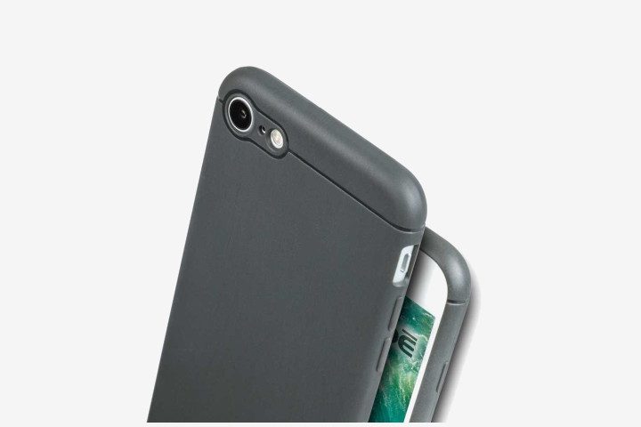 Picture of iPhone 8 with grey Caudabe Sheath phone cover