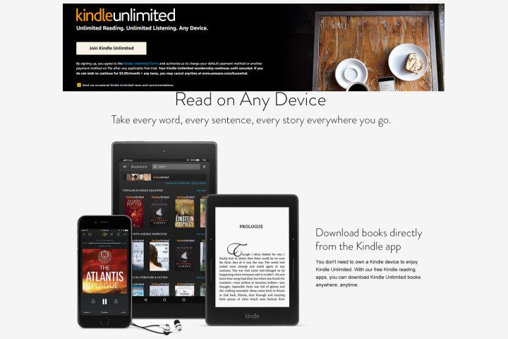 Sign up for Kindle Unlimited homepage.