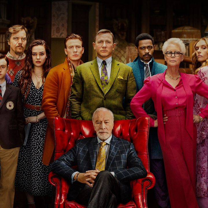 A poster of the cast of "Knives Out."