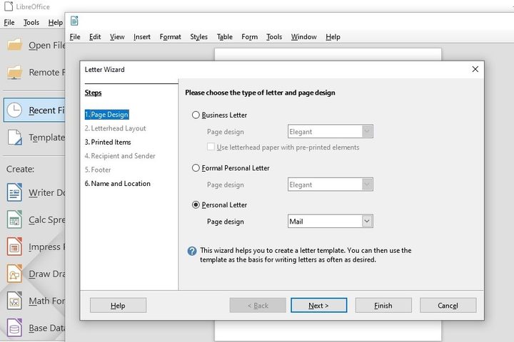 LibreOffice Wizard screenshot
