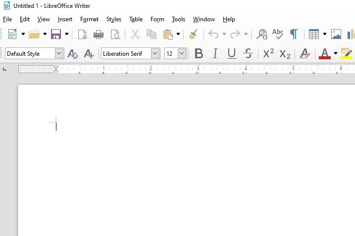 LibreOffice new document screenshot
