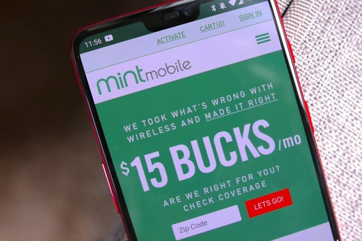 Mint Mobile website on mobile device.