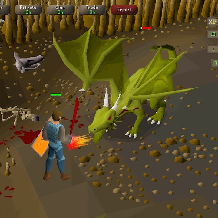 Old School RuneScape player fighting a dragon.