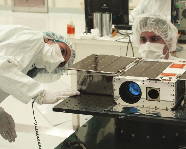 ASTERIA spacecraft prepared for mass-properties measurements