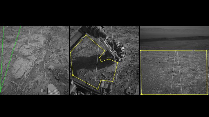 Three images from the tool called AI4Mars