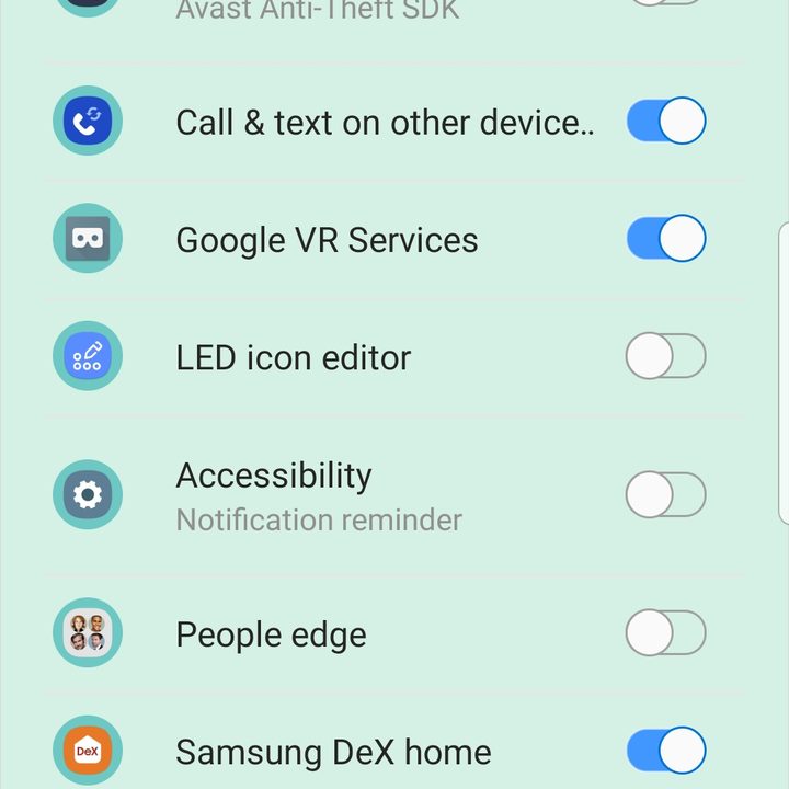 Screenshot of Samsung Galaxy S8 Notification Access settings