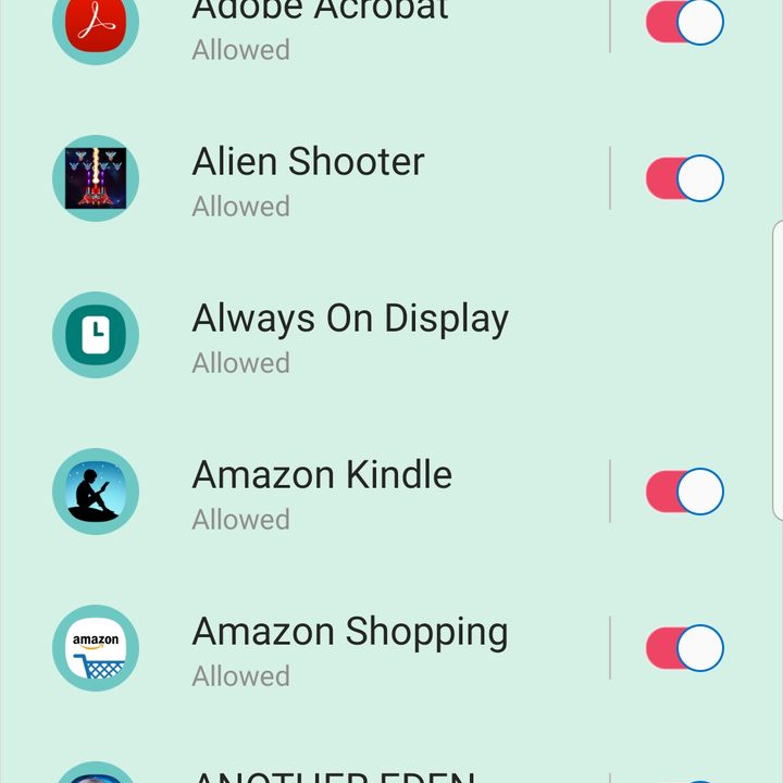 Screenshot of Samsung Galaxy S8 app notifications settings