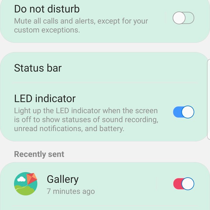 Screenshot of Samsung Galaxy S8 App icon badges settings