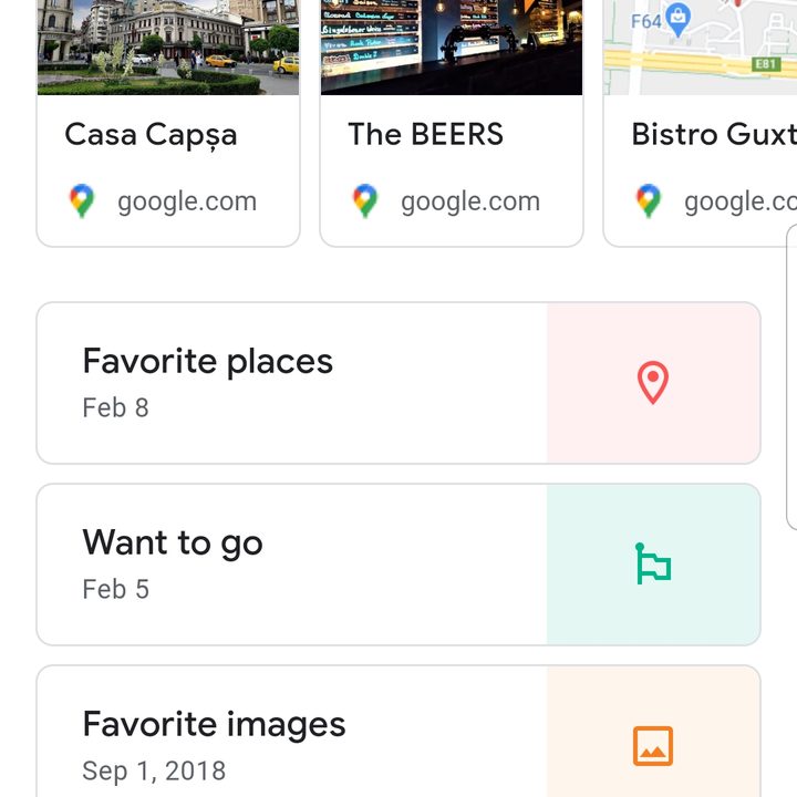 Screenshot of Samsung Galaxy S8 Google Collections