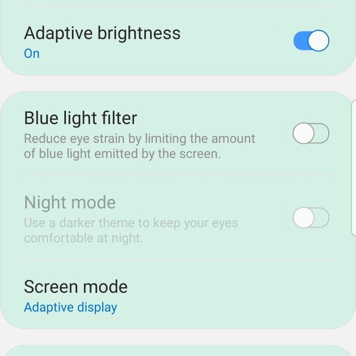 Screenshot of Screen Resolution settings on Samsung Galaxy S8