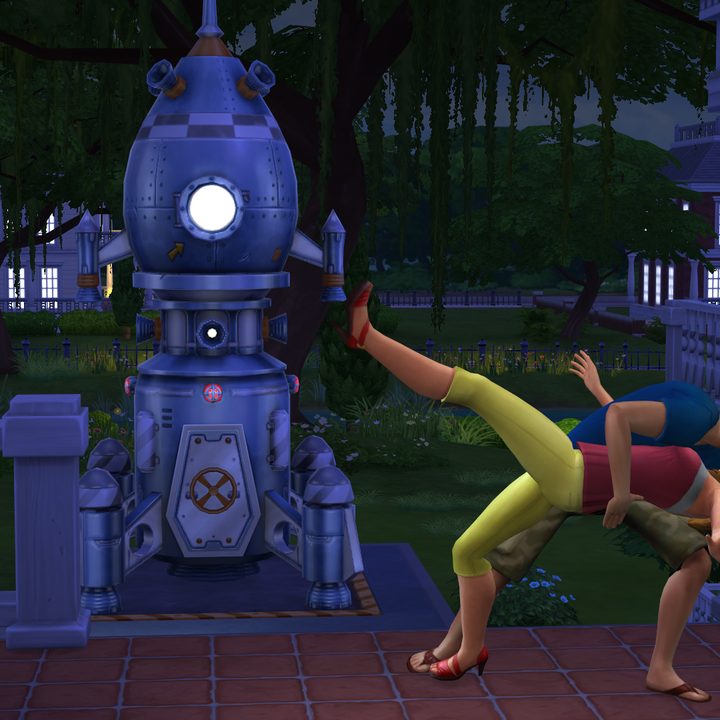 A couple kissing in The Sims 4.