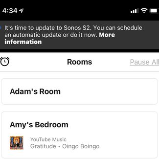 Sonos S1 in-app upgrade notification