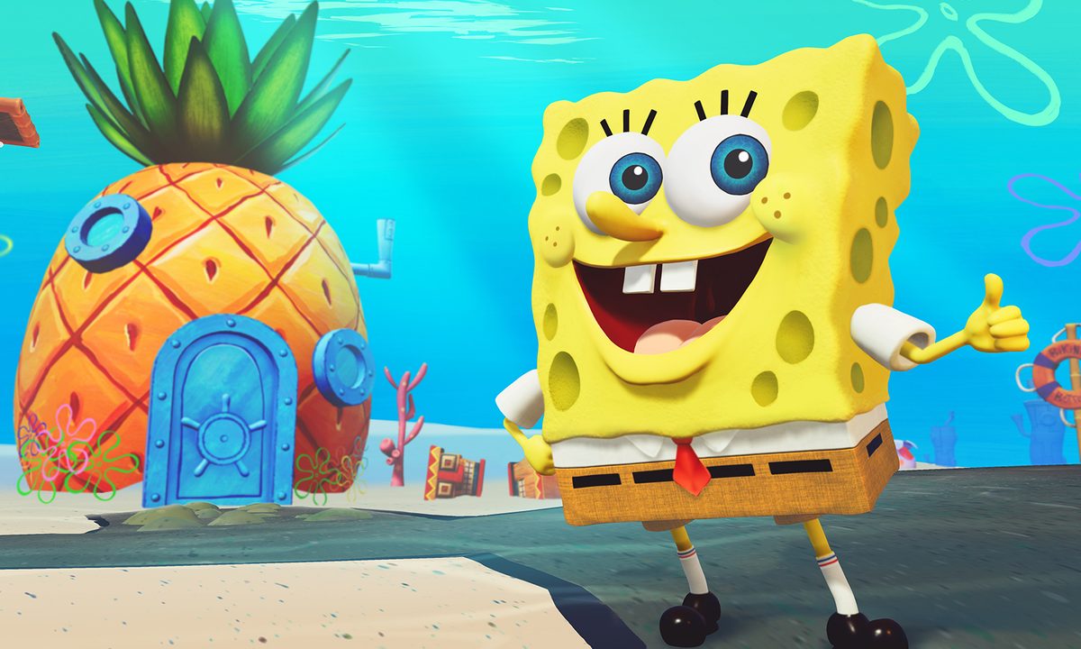SpongeBob standing in front of his house.