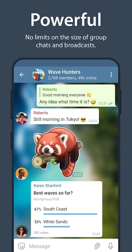 Telegram sticker options.