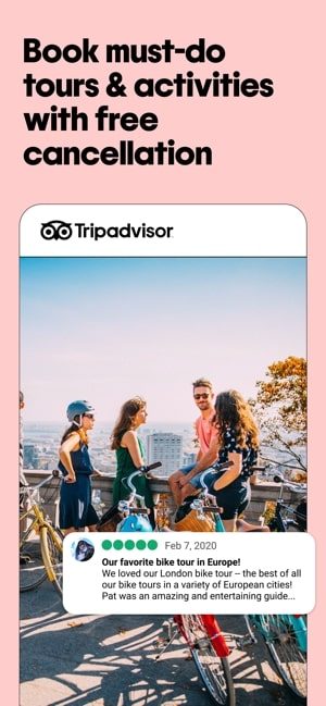 Screenshot of book activities in Tripadvisor app