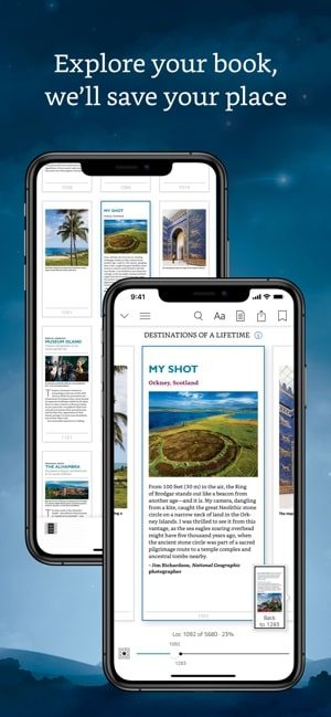 Kindle Reading app explore your book, we'll save your place screenshot