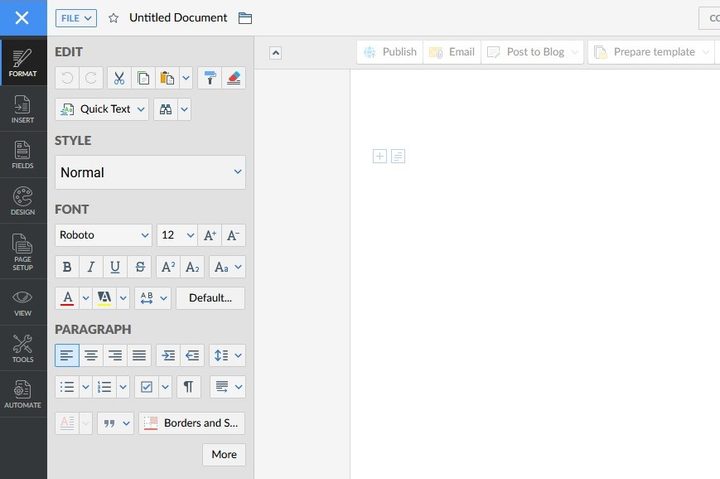 Zoho docs screenshot