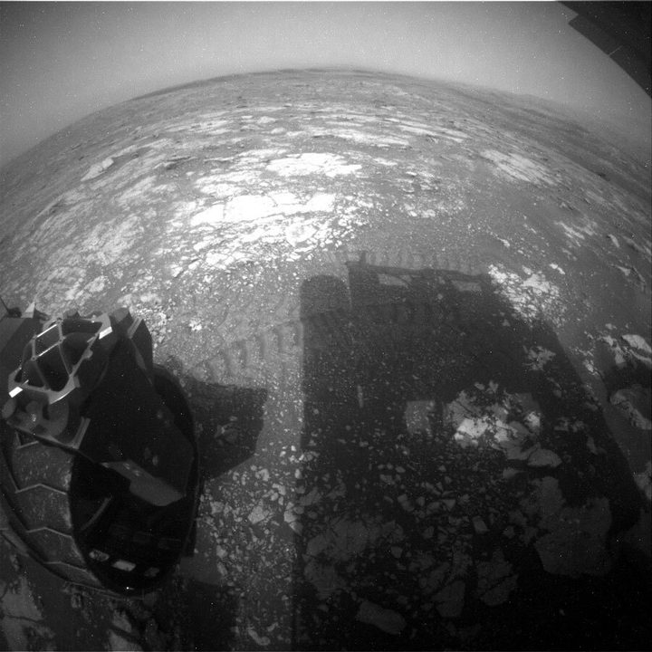 This image was taken by Rear Hazard Avoidance Camera (Rear Hazcam) onboard NASA's Mars rover Curiosity on Sol 2809.