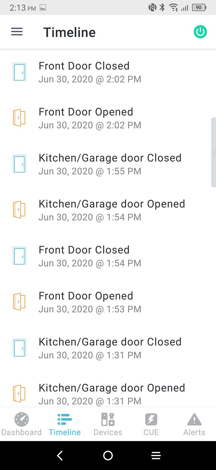 Screenshot of the Abode app