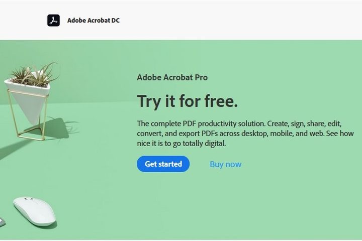 Adobe free trial website screenshot