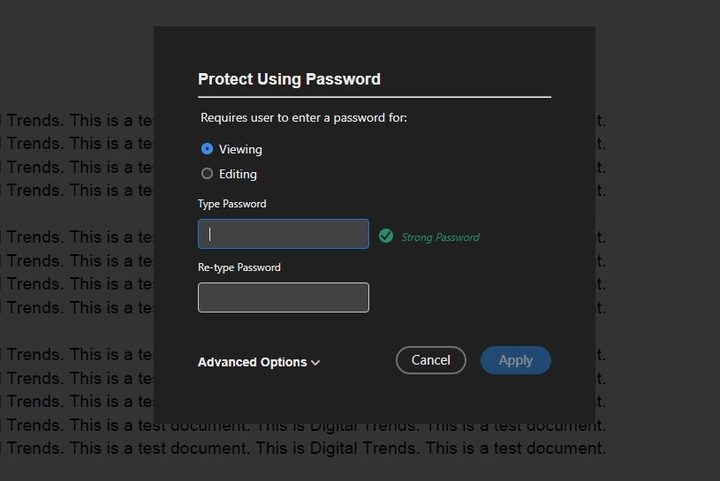 adobe password protect screenshot of final step