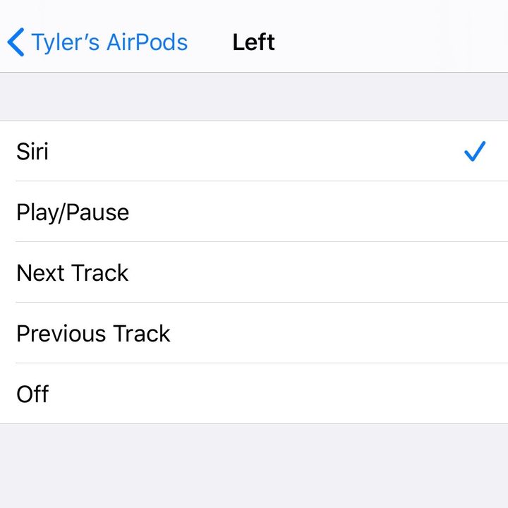 The AirPods mic controls screen.