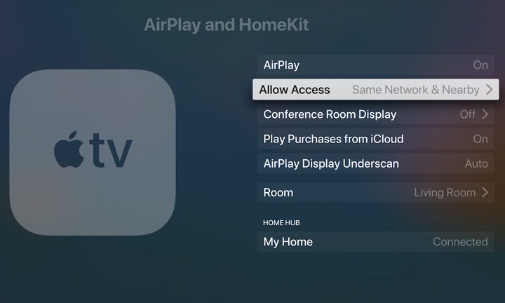 Apple TV AirPlay Allow Access