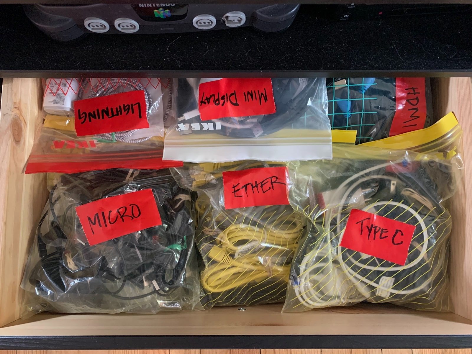 Chris DeGraw's box of cords