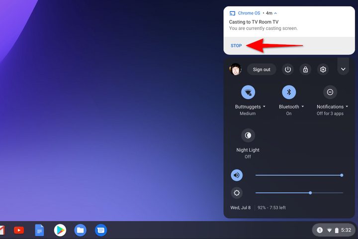Chrome OS Chromecast Stop Casting