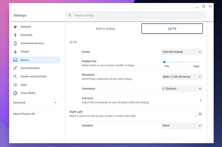 Chrome OS Configure Displays