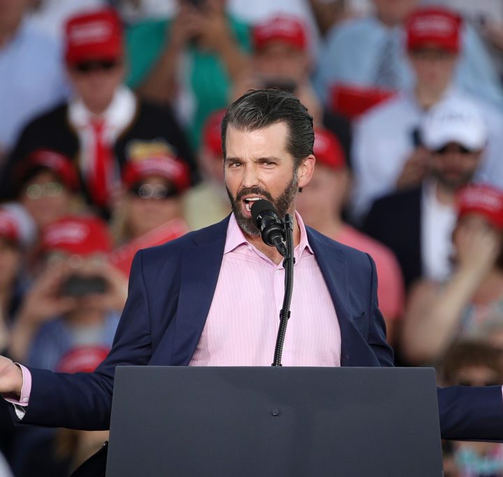 Donald Trump Jr. speaks at a rally