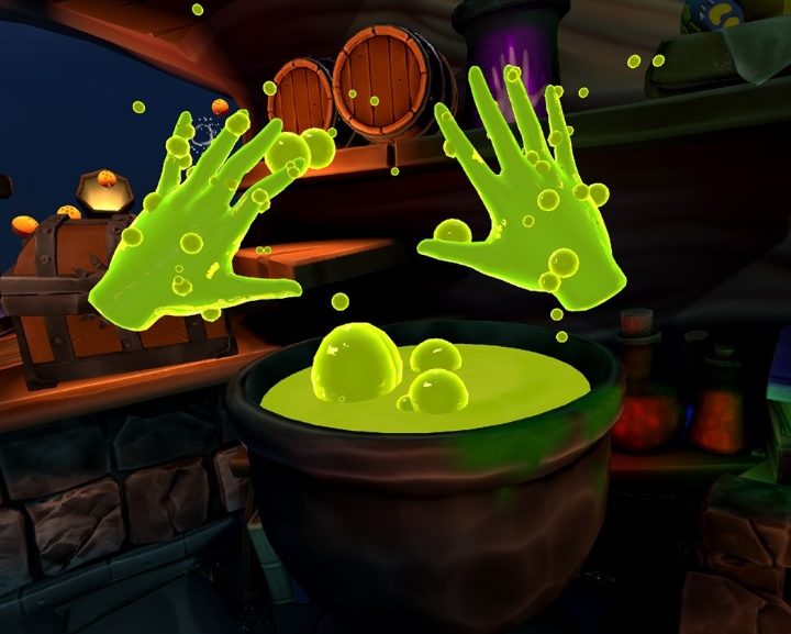 Player dipping their hands into potion in Elixir VR.
