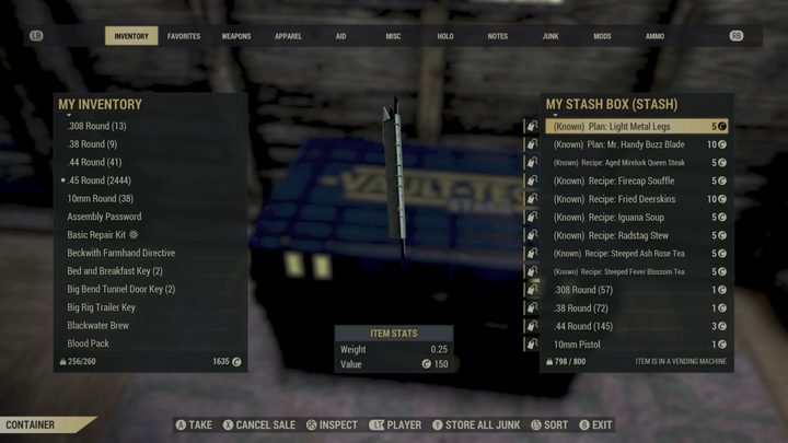 Fallout 76 Stashed Vending Machine Items