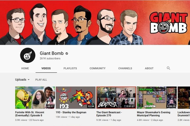 Giant Bomb YouTube channel screenshot