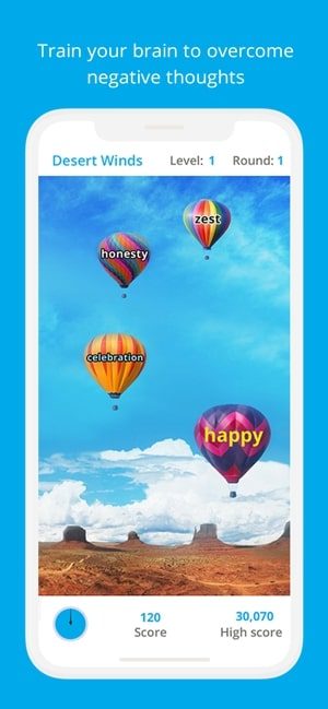 Screenshot of Happify app showing training your brain
