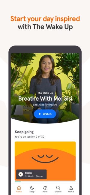 Screenshot of Headspace app Wake Up feature for starting your day