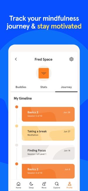 Screenshot of Headspace app showing how to track your mindfulness journey