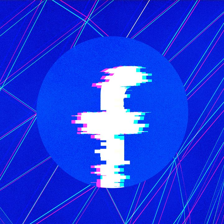 A distorted Facebook logo.