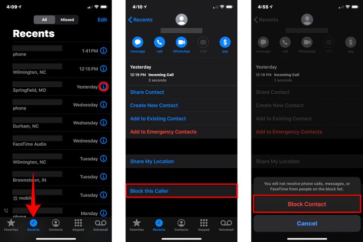 iPhone Block Contact