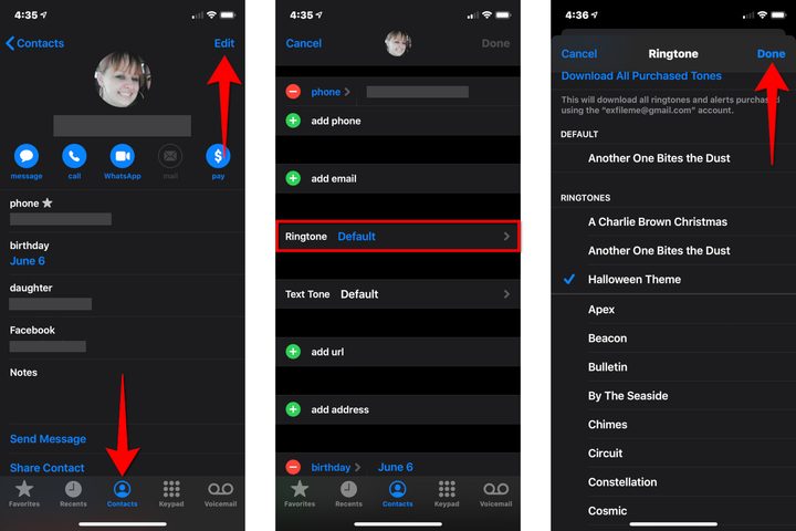 iPhone Change Contact Ringtone