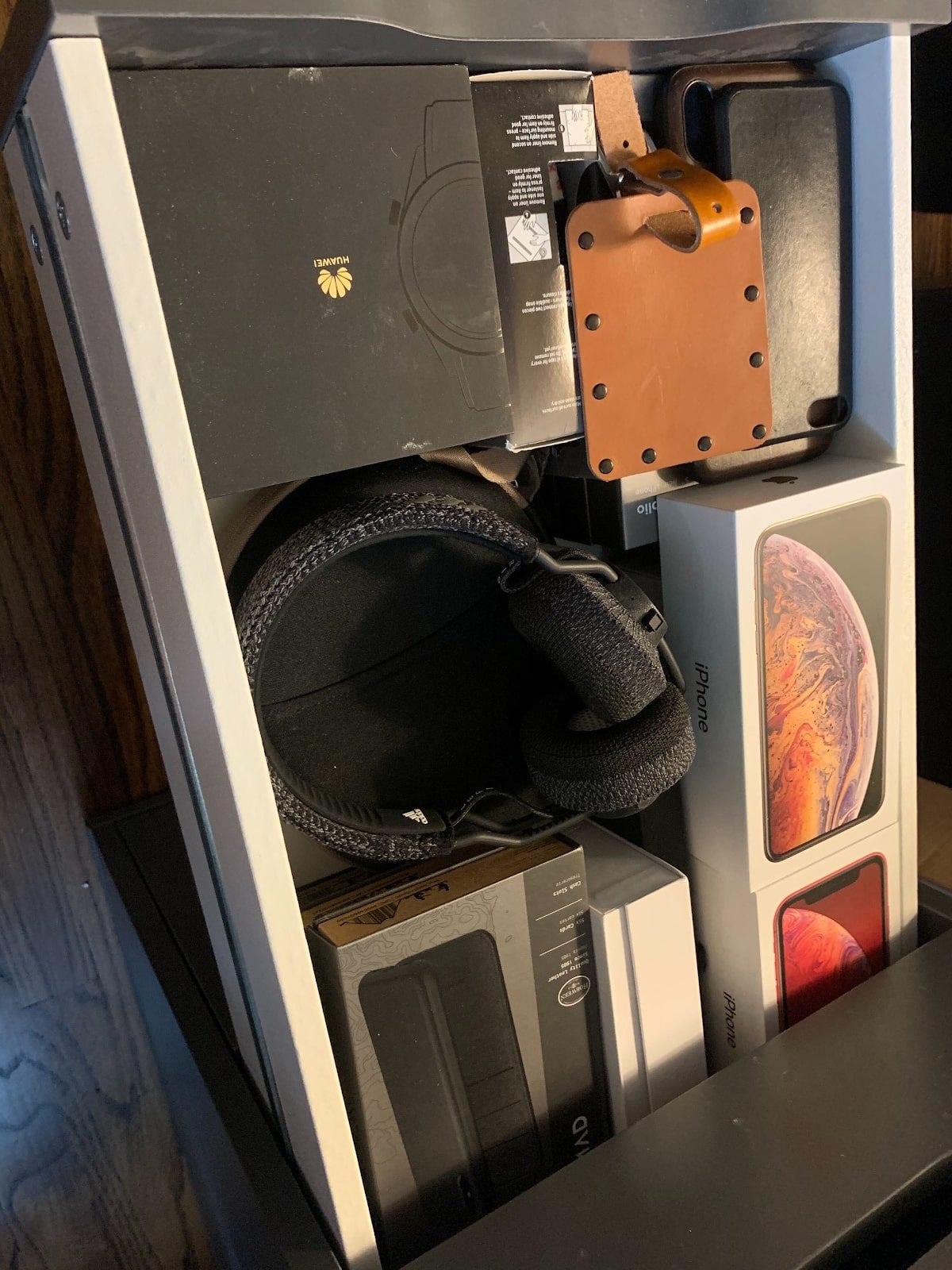 Juan Garcia's drawer of cords
