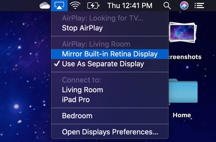 MacOS AirPlay Apple TV change Mode