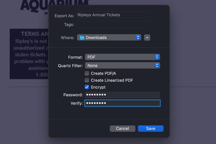 MacOS Preview Encrypt PDF