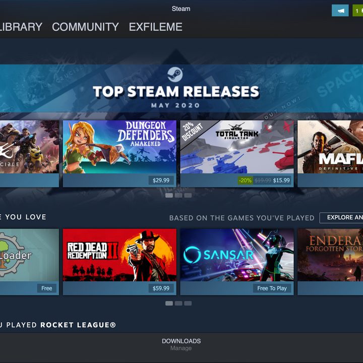 Steam running on a Mac.