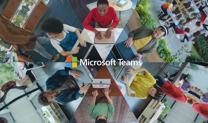 People using Microsoft Teams in a circle.