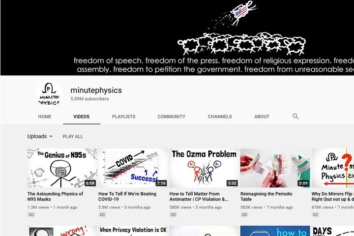 Minute Physics YouTube channel screenshot
